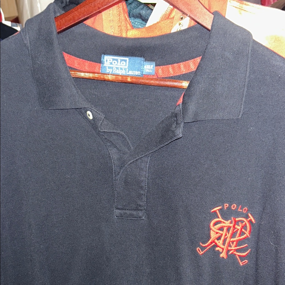 Polo by Ralph Lauren Men's Dark Blue Polo with Red Logo
